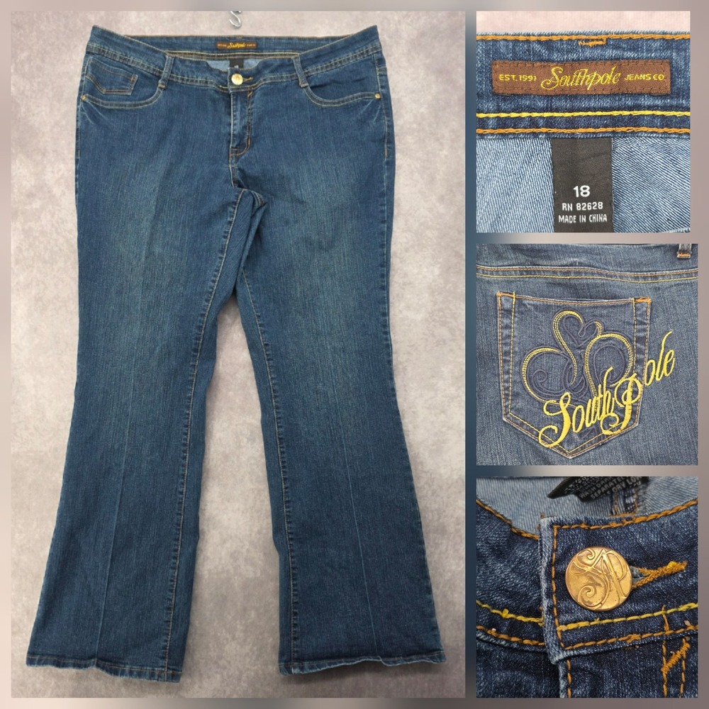Southpole Jeans Co Women Blue Bootcut Denim Jeans Size 18 RN 82628